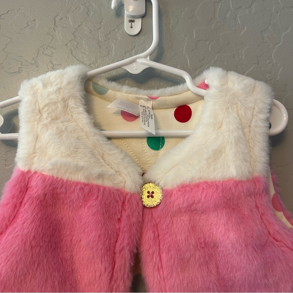 Matilda Jane gumdrop lane striped faux fur and polka dot reversible vest size 4 - Picture 3 of 14